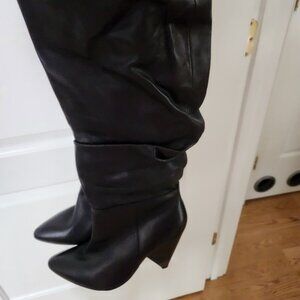 Black Leather Slouch Boots